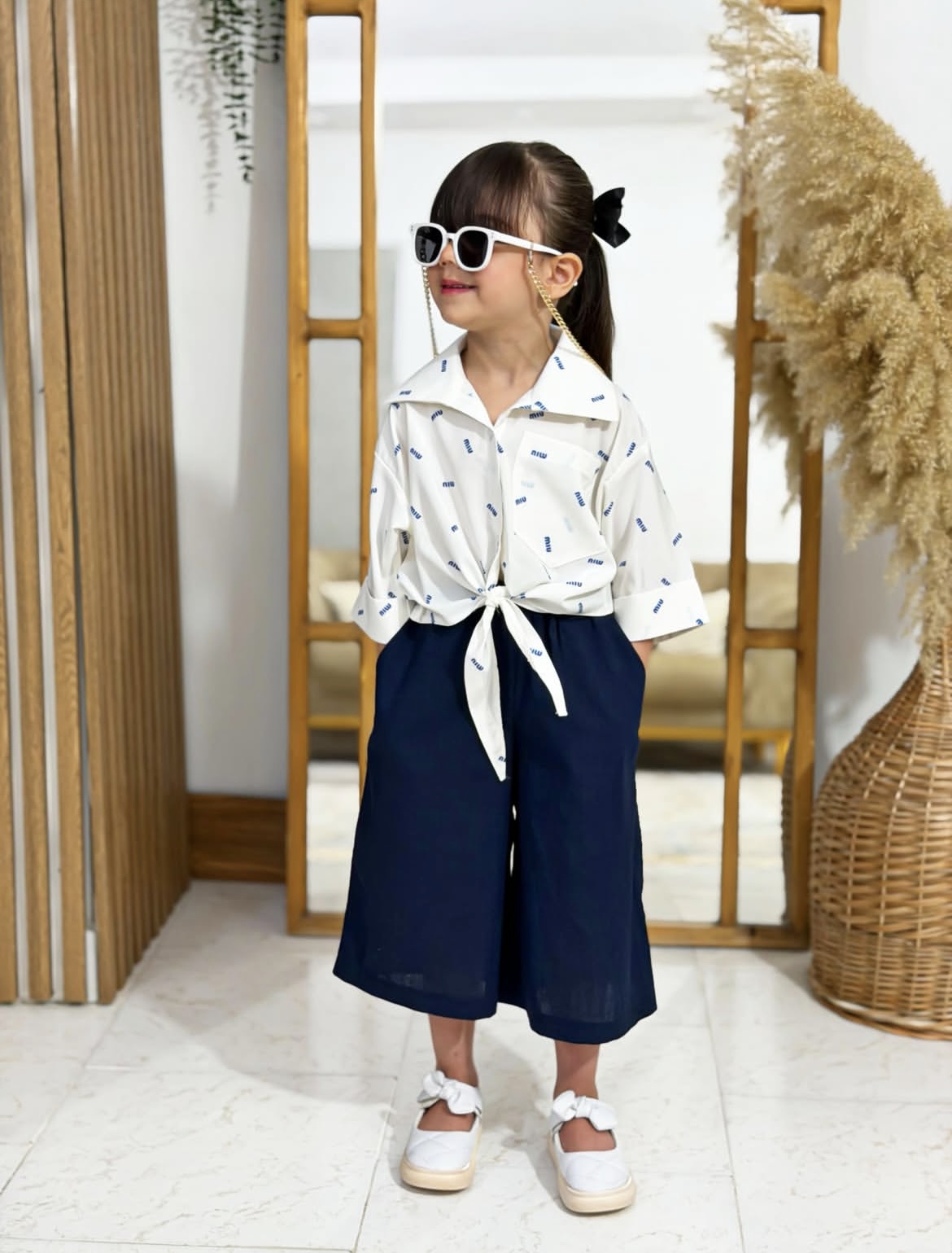بلوز گره ای و شلوار واید ۷۲۶